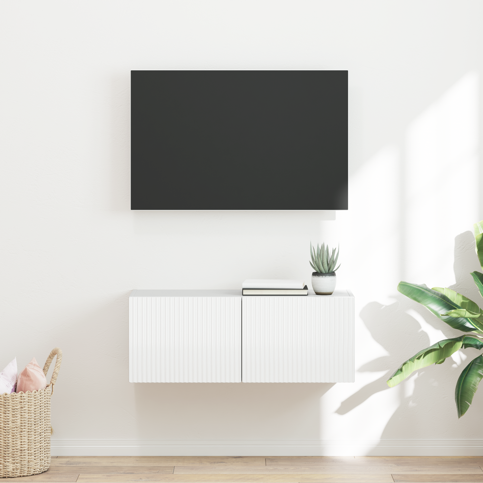 TV sieninė spintelė Blizgus baltas 78,5 x 31 x 29,5 cm