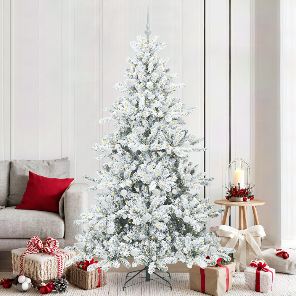 Artificial Foldable Christmas Tree with 300 LED White 210 cm PVC