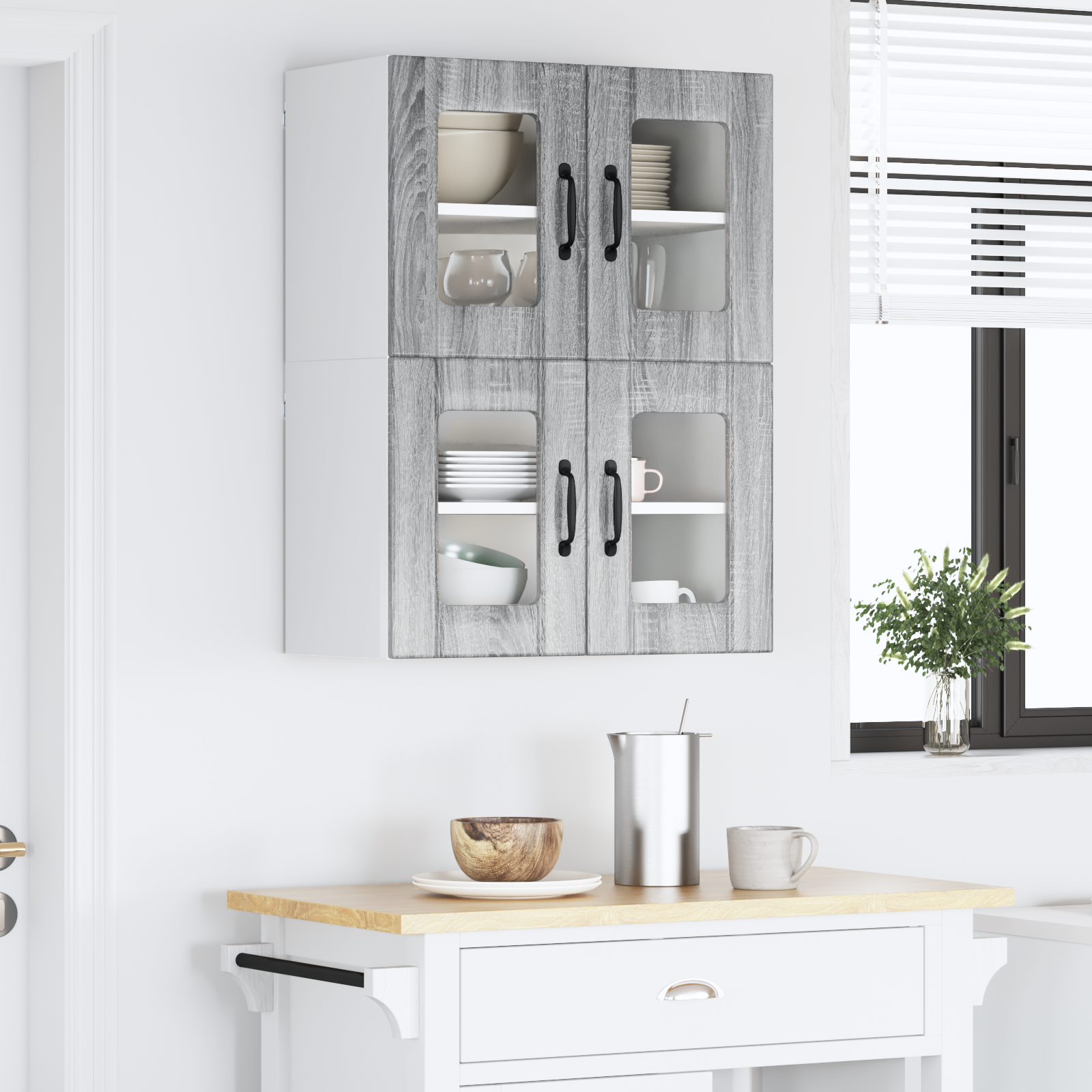 Virtuvės sieninė spintelė 2 pcs Pilkas Sonoma 60 x 31 x 40 cm