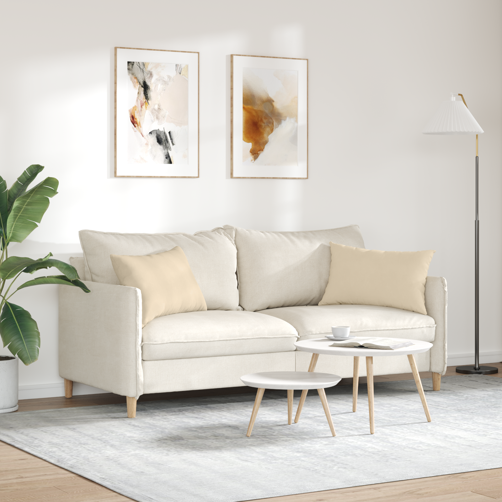 Sofa Pagalvės 2 pcs Kreminė 60 x 40 cm audinys