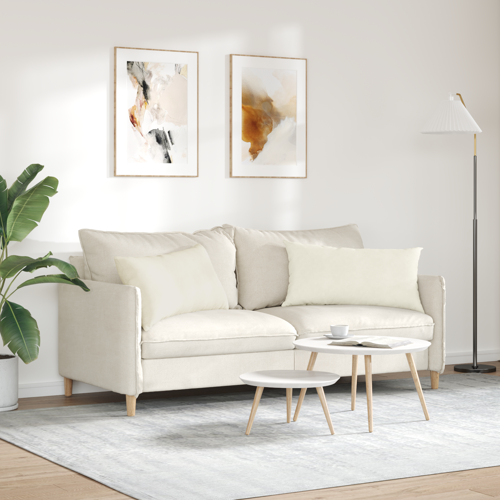 Sofa Pagalvės 2 pcs Kreminė 80 x 40 cm Kordūrinis audinys