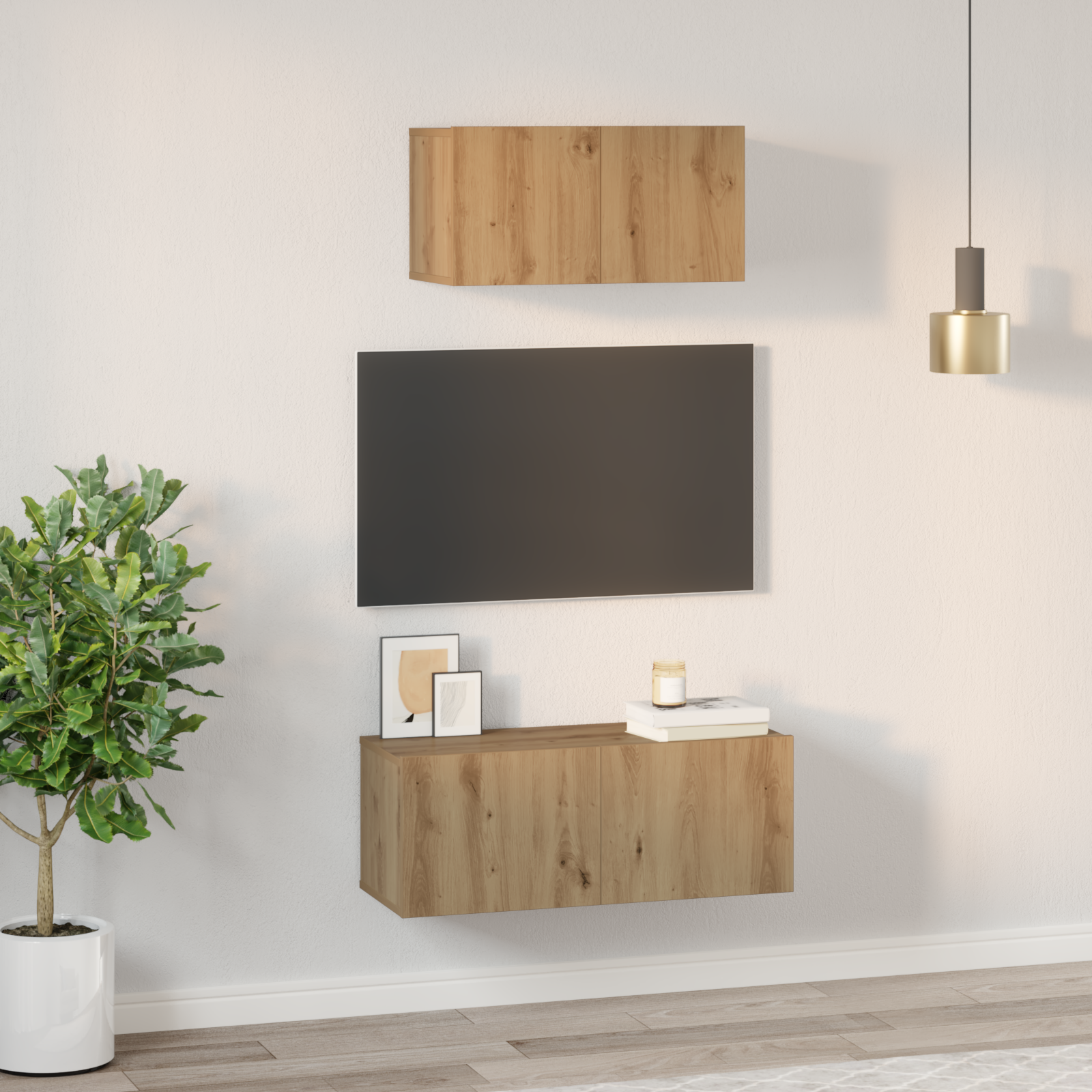 TV spintelių komplektas 2 pcs Amatininkų ąžuolas