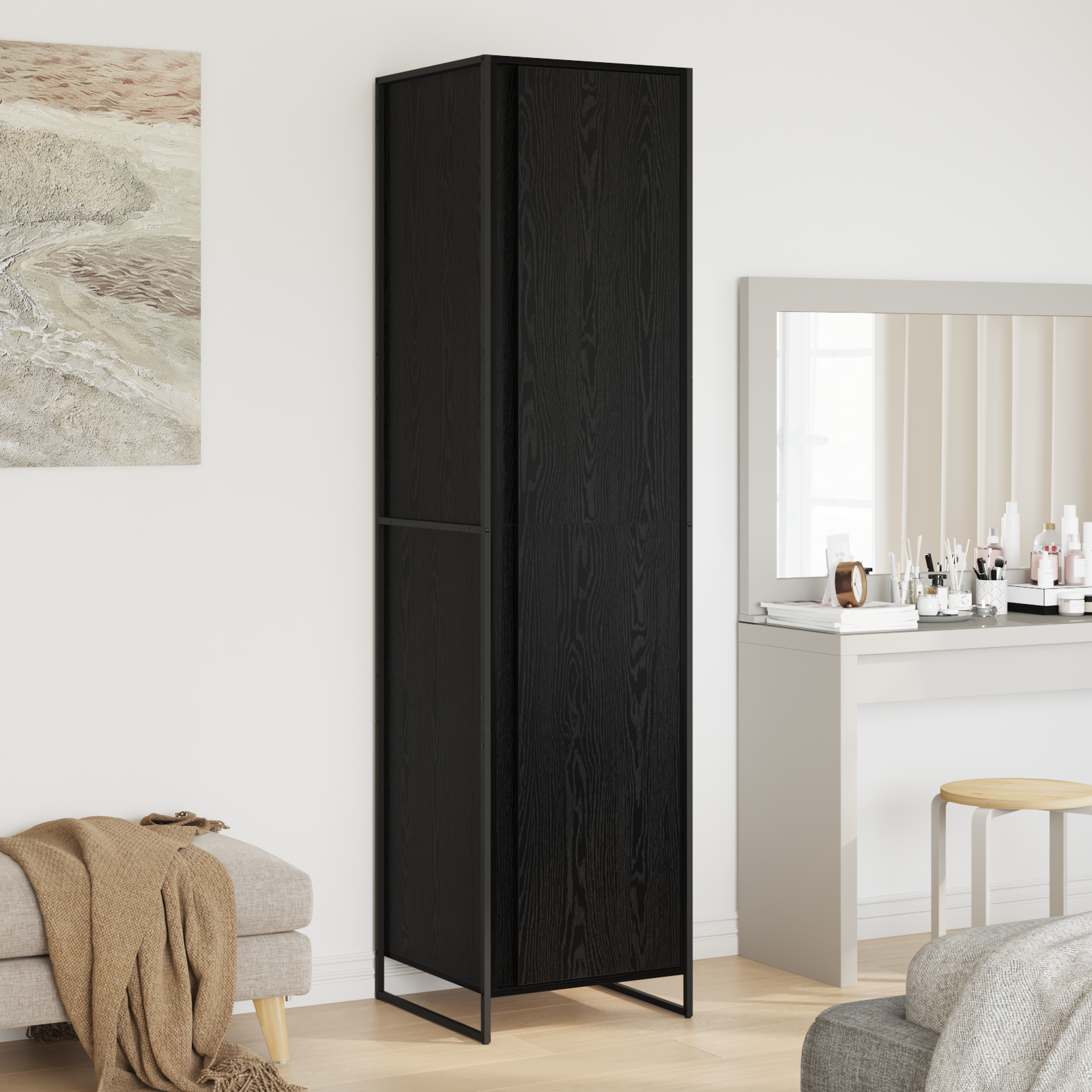 Spinta 2 pcs Juodas ąžuolas 50 x 50 x 200 cm Apdirbta mediena