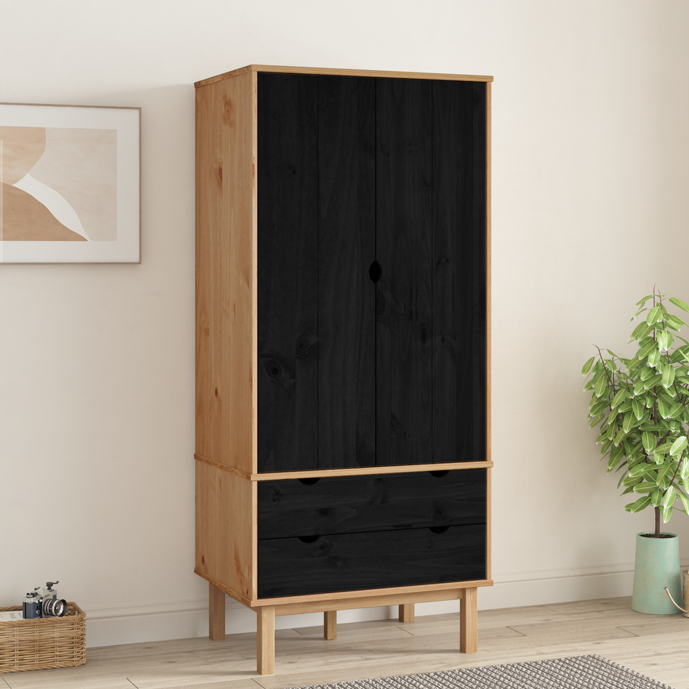 Spinta OTTA Juoda 76,5 x 53 x 172 cm Pušies medienos masyvas