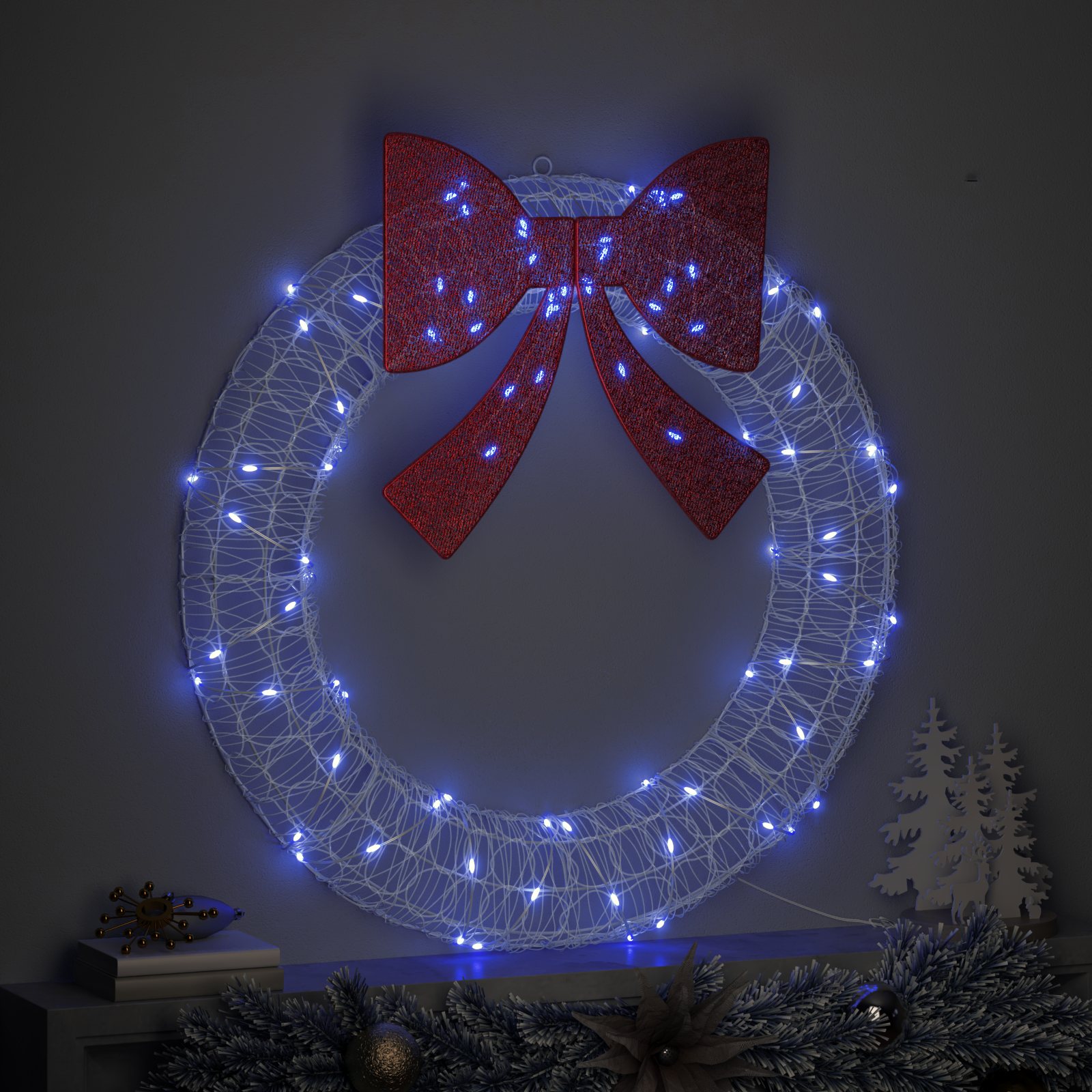 Vītne ar 80 LED zilā krāsā, 90 cm, akrils