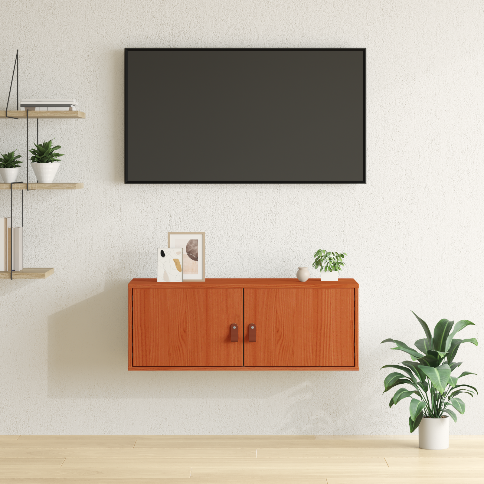 Sieninė spintelė su lentyna Vaško ruda 80 x 30 x 30 cm