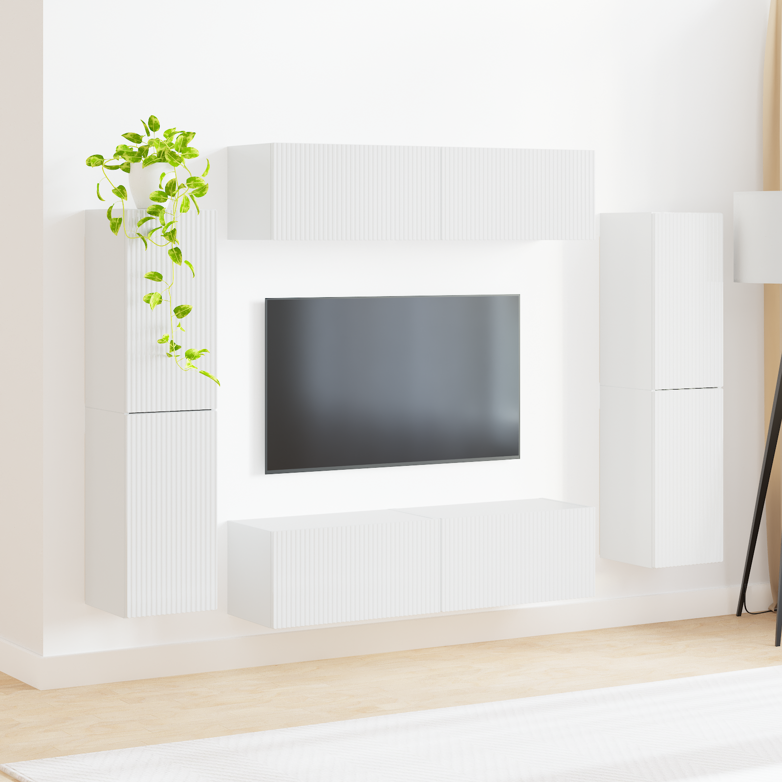 TV spintelių komplektas 8 pcs Aukštai blizganti balta