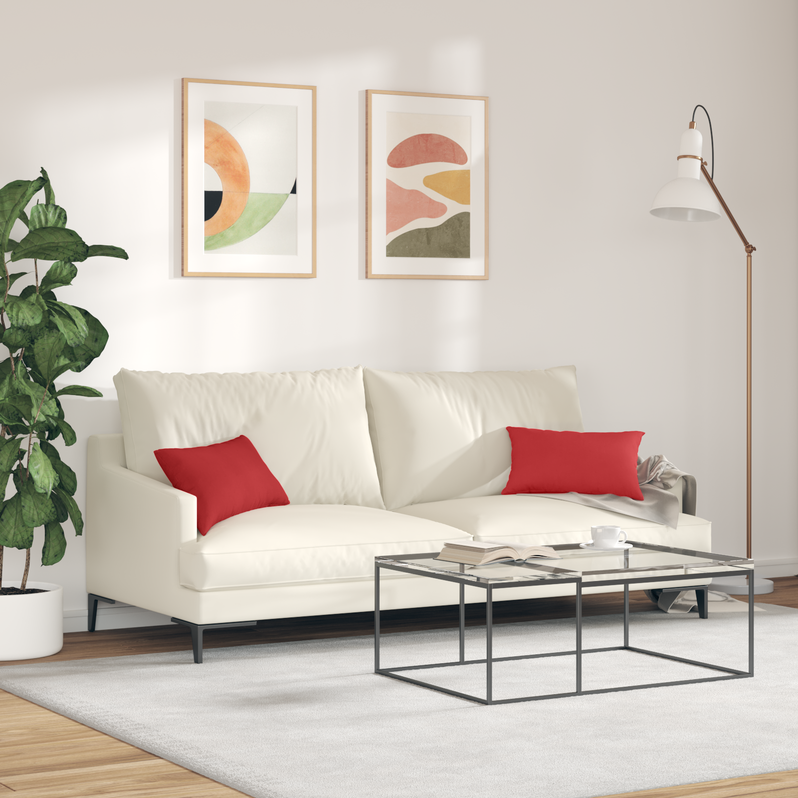 Dīvāna Spilveni 2 gab Sarkana 50 x 30 cm audums