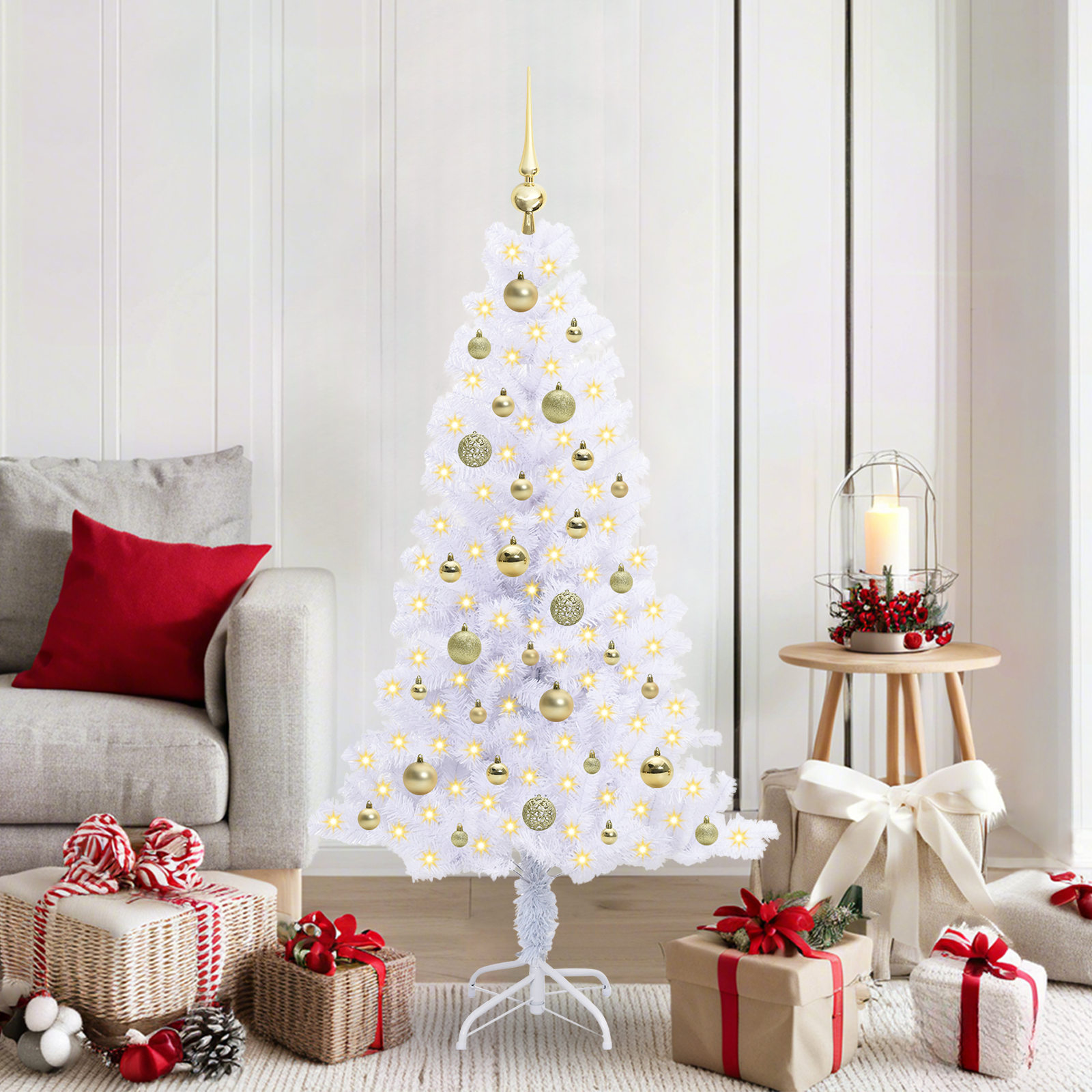 Mākslīgā Ziemassvētku eglīte SNOW GROVE, ar 150 LED Balta 150 gab.