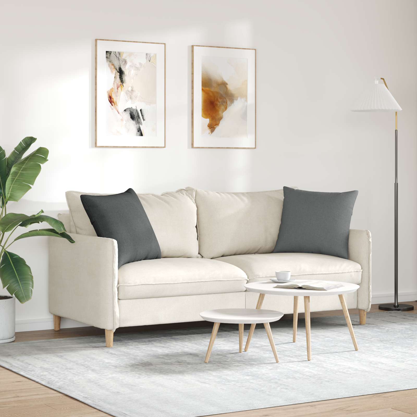 Sofa Pagalvės 2 pcs Tamsiai pilka 50 x 50 cm audinys