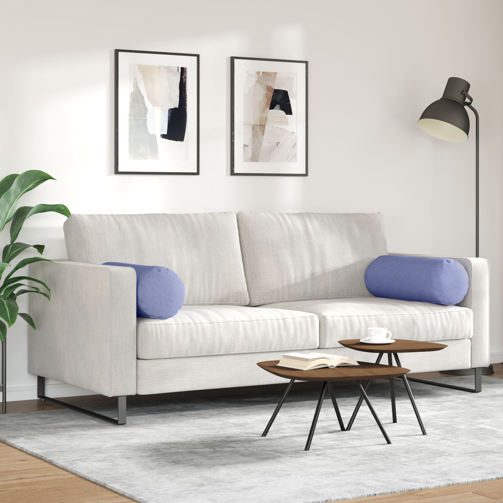 Pagalvės 2 pcs Džinsinės mėlynos Ø 25 x 70 cm audinys
