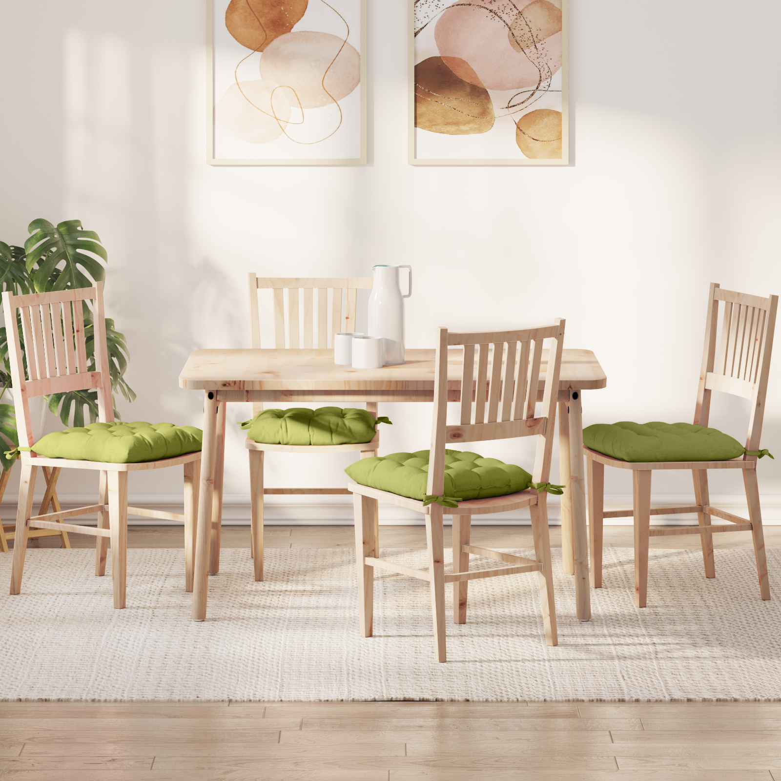 Sėdynių pagalvėlės 2 pcs Šviesiai žalia 40 x 40 x 6 cm audinys