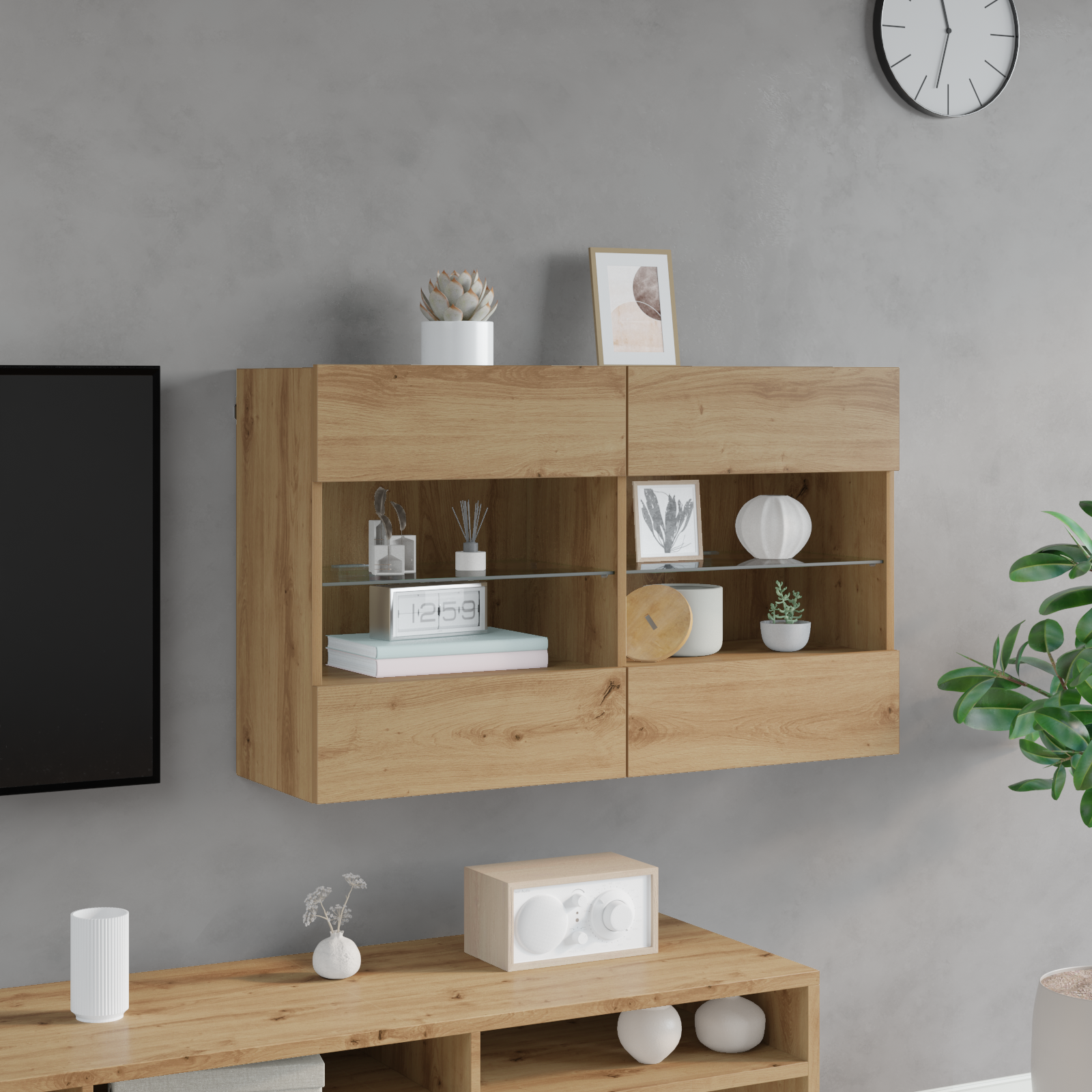 TV sienas skapītis Amatnieku ozols 98,5 x 30 x 60,5 cm