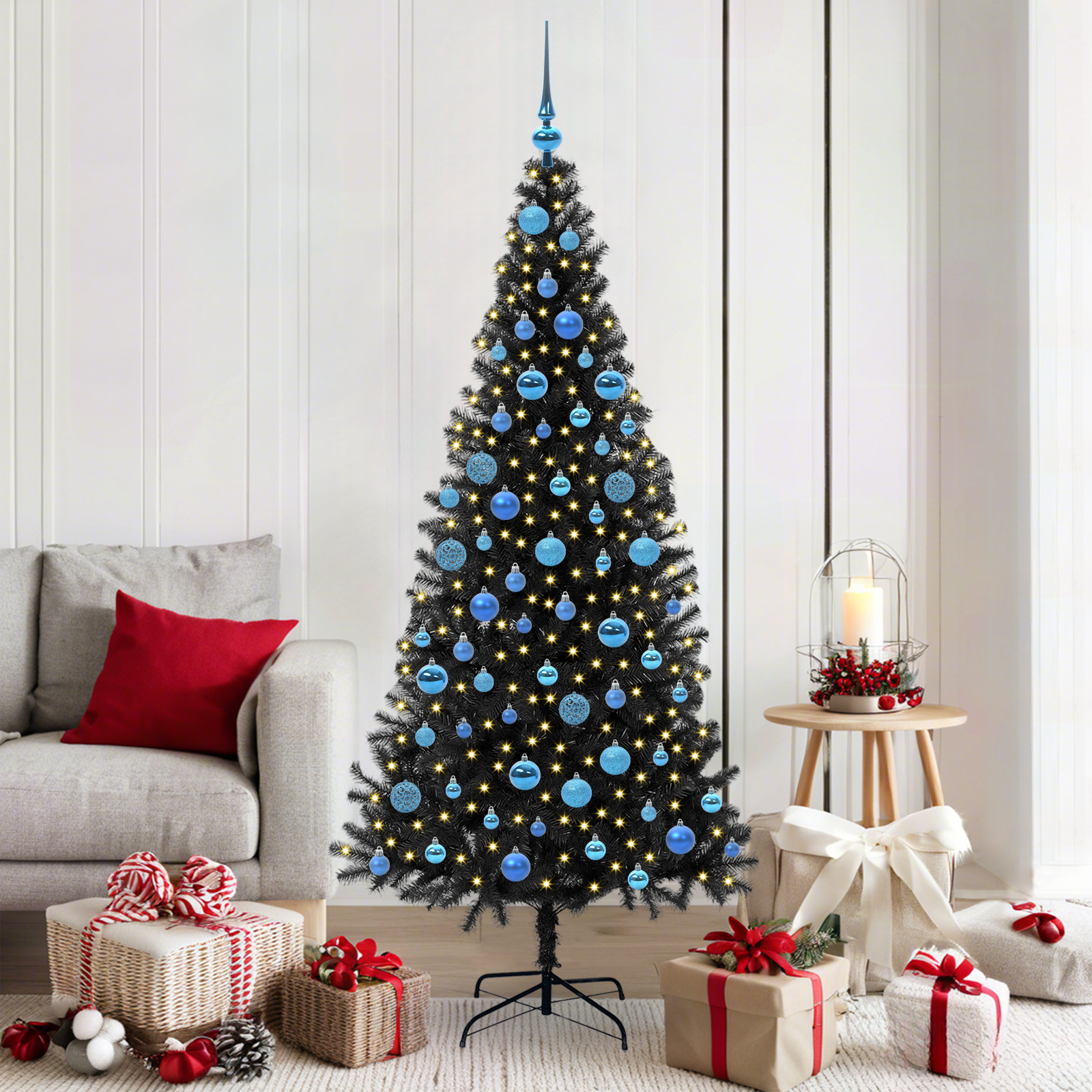 Kalėdų eglutė CRYSTAL BLOOM, su 300 LED stovu Juoda 180 cm.