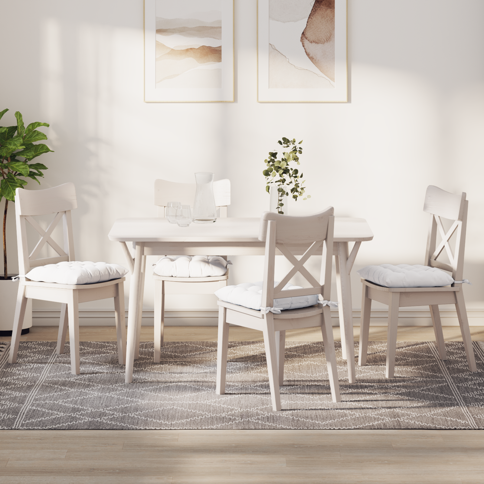 Sėdynių pagalvėlės 2 pcs Balta 40 x 40 x 6 cm audinys