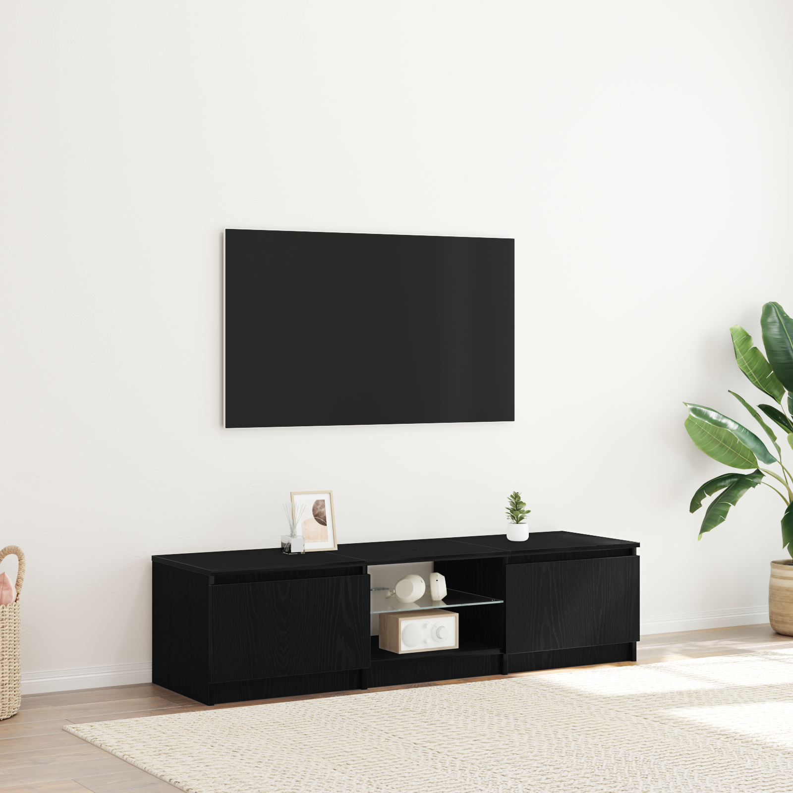 TV Cabinet Black Oak 140 x 38.5 x 36 cm