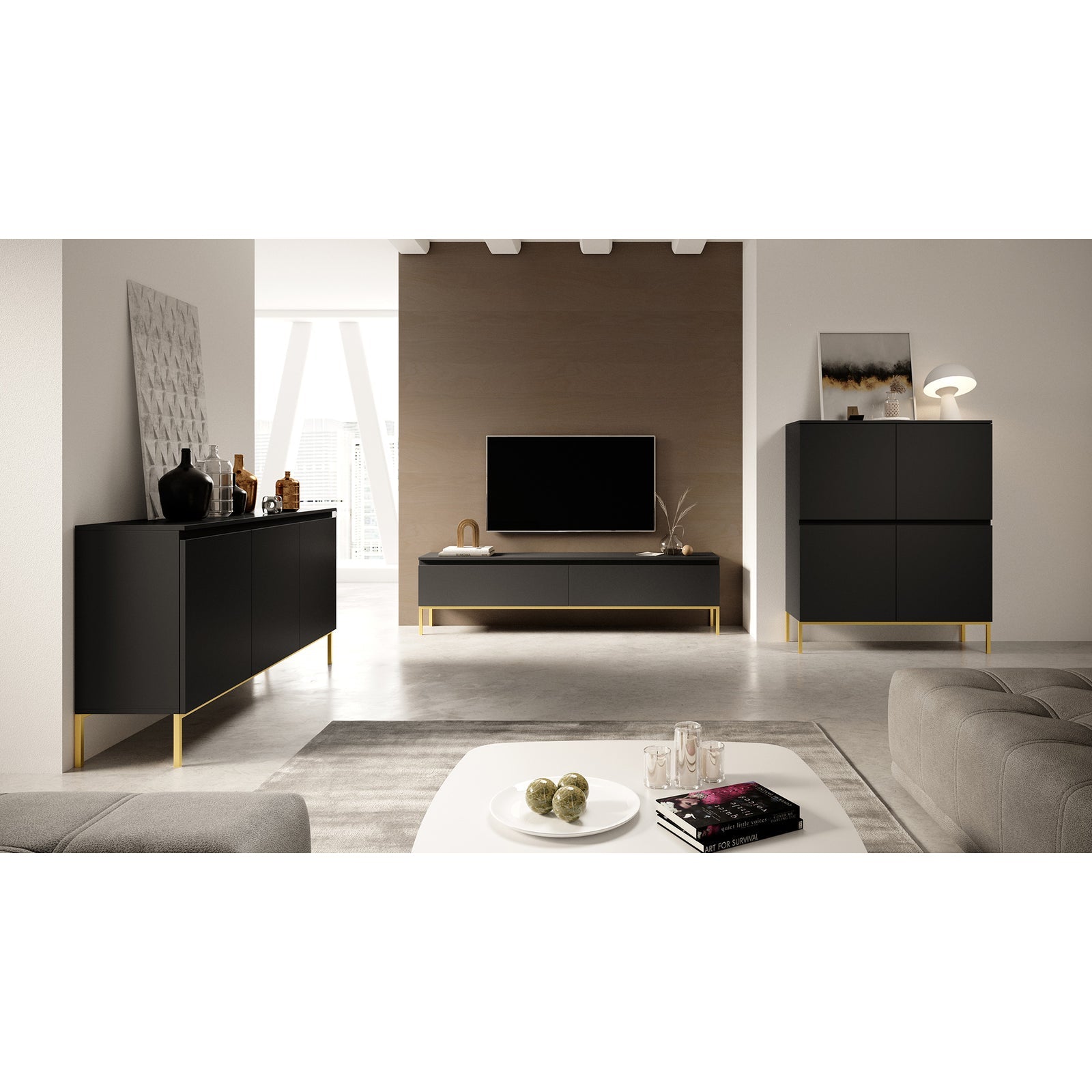 Komoda SVEN, juoda, 100 cm
