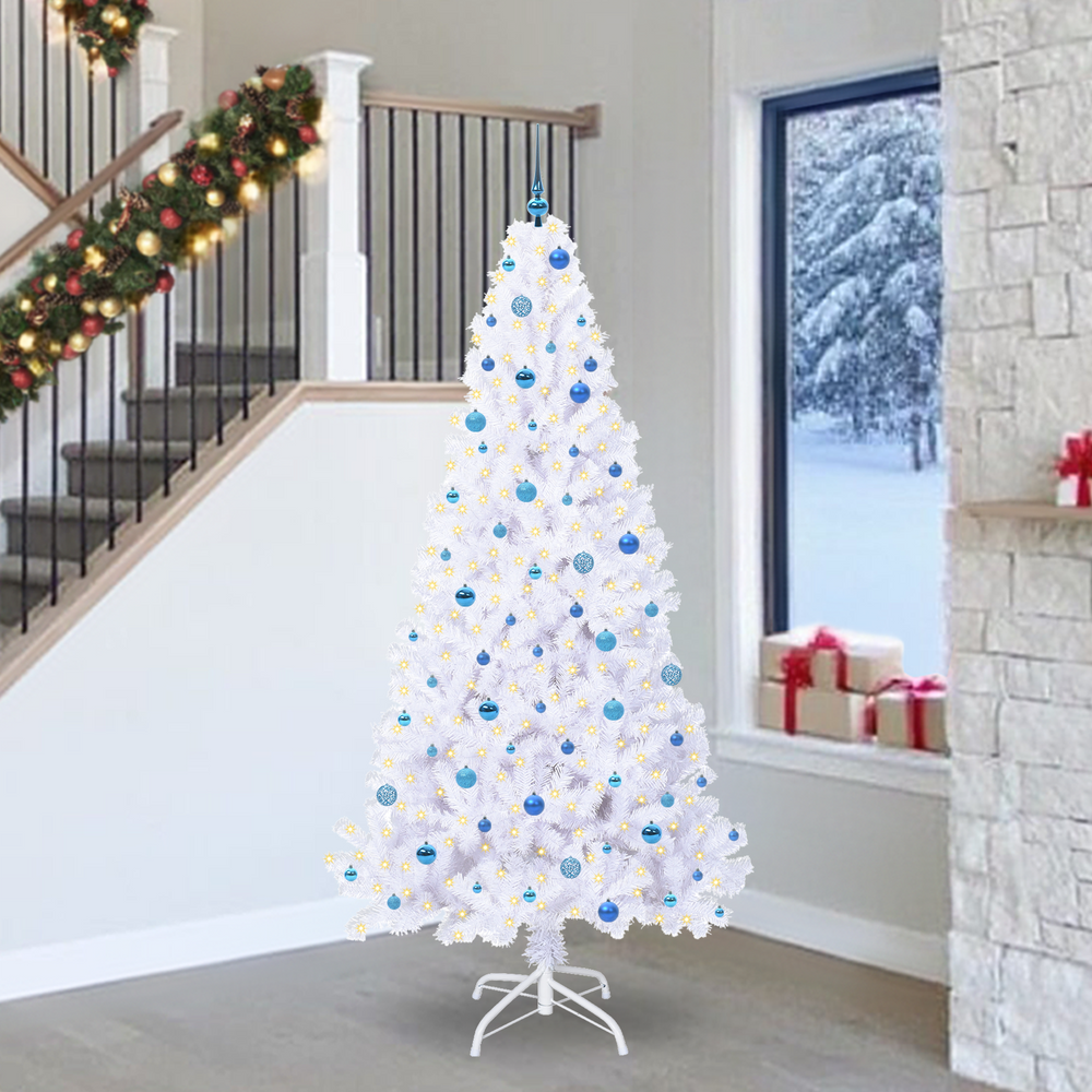 Dirbtinė Kalėdų eglutė su 300 LED Balta 240 cm PVC ir Plienas