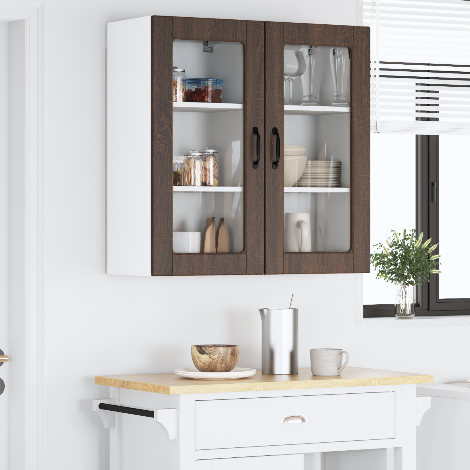 Virtuvės sieninė spintelė 2 pcs Rudas ąžuolas 40 x 31 x 80 cm