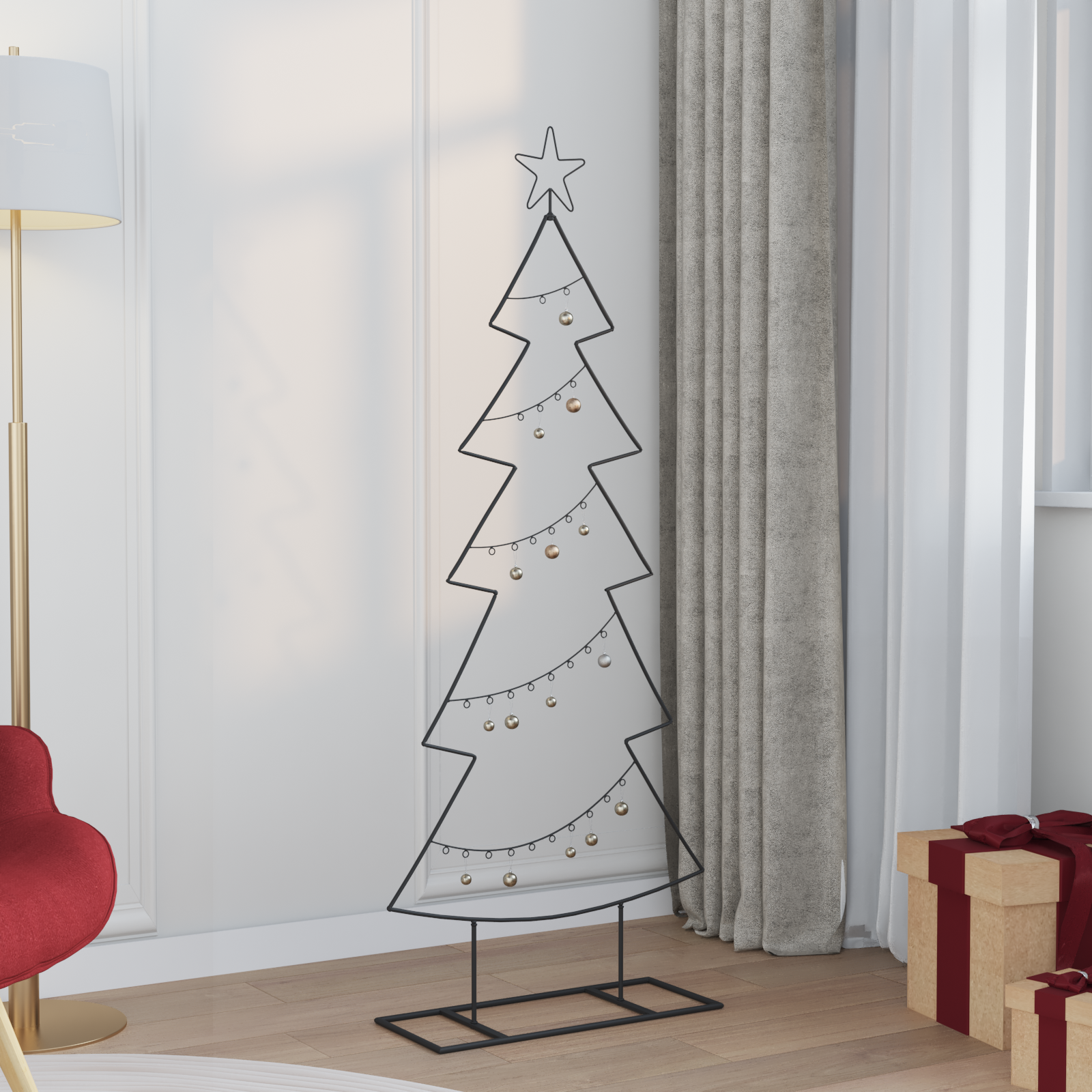 Metalinis Kalėdų medis s stovu Juoda 150 cm Plienas