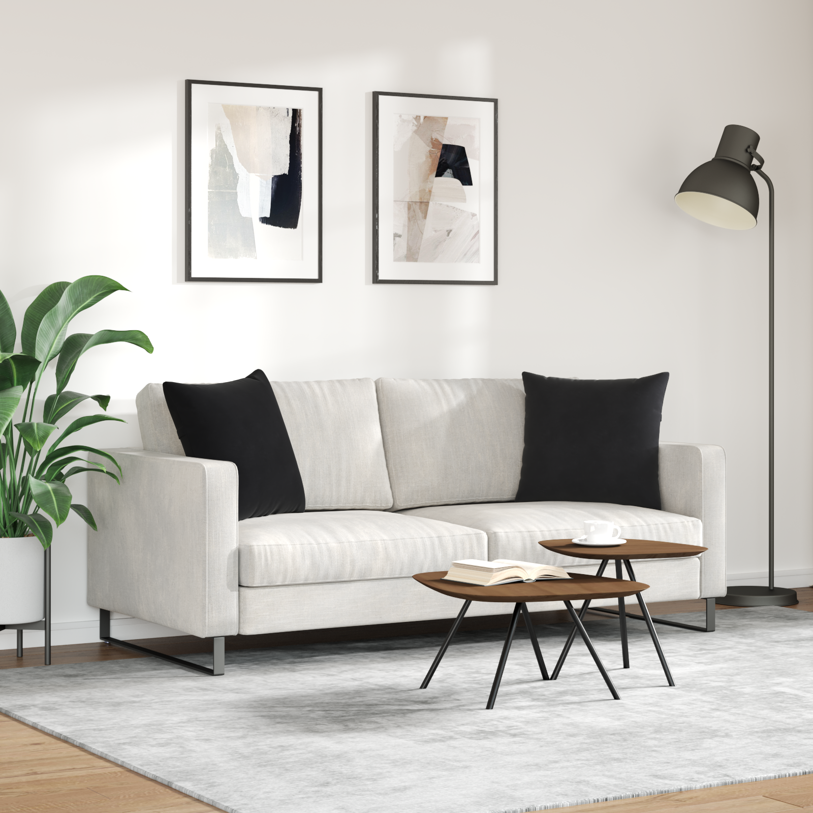 Sofa Pagalvės 2 pcs Juoda 50 x 50 cm Kordūrinis audinys