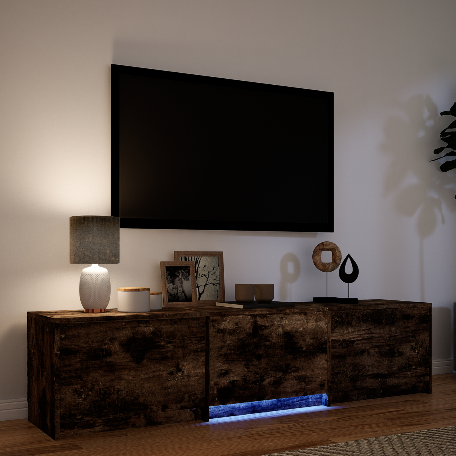 TV skapītis ar LED apgaismojumu Dūmu Ozols 165 x 34 x 40 cm