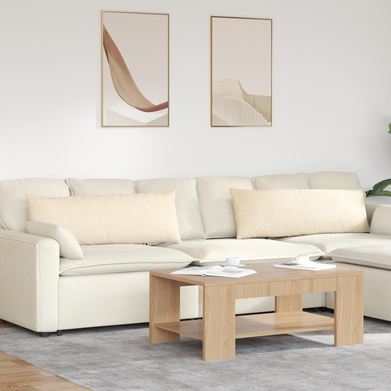 Dīvāna Spilveni 2 gab Krēmkrāsas 120 x 40 cm Kordura audums
