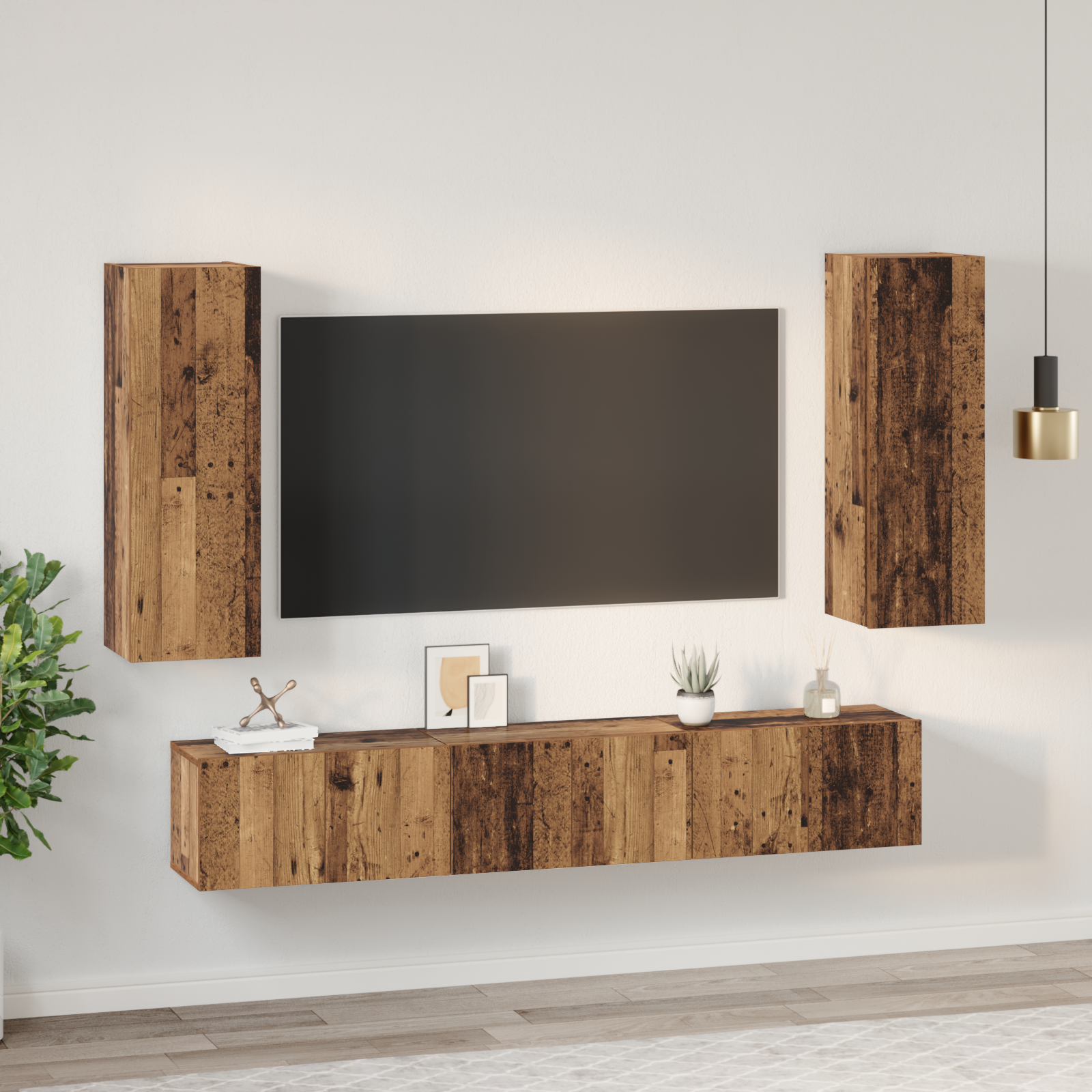 TV spintelių komplektas 5 pcs Senovinis medis Apdirbta mediena
