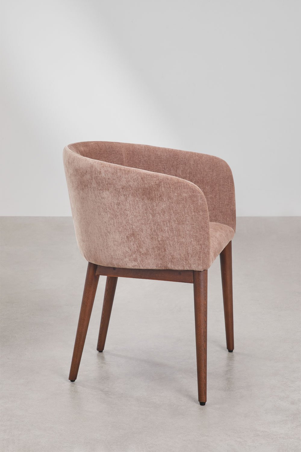 SOLUARO dining chair with armrests, dark wood frame, rose quartz chenille