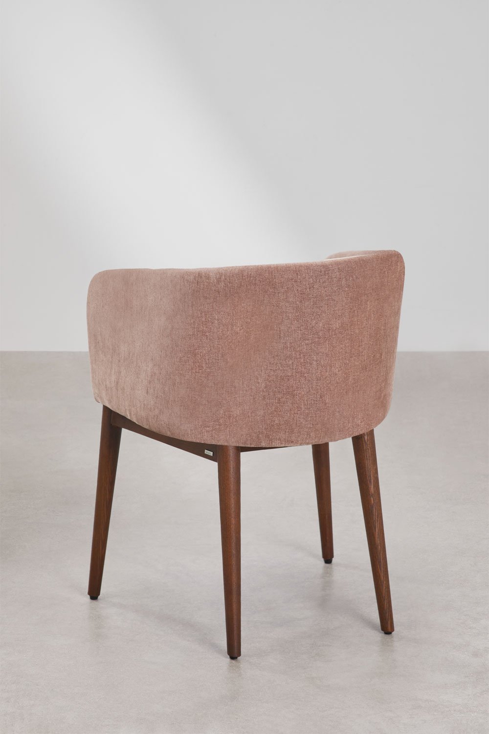 SOLUARO dining chair with armrests, dark wood frame, rose quartz chenille