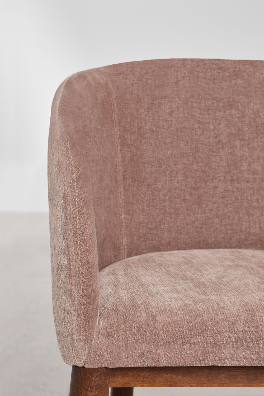 SOLUARO dining chair with armrests, dark wood frame, rose quartz chenille