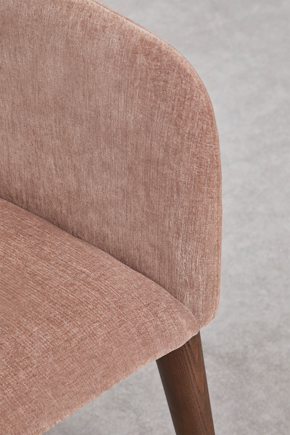 SOLUARO dining chair with armrests, dark wood frame, rose quartz chenille