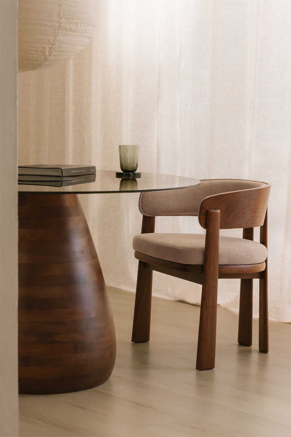 Valgomojo kėdė LUNAORO SIGNATURE medinė valgomojo kėdė su apmušta sėdima dalimi kasdieniam komfortui