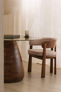 Valgomojo kėdė LUNAORO SIGNATURE medinė valgomojo kėdė su apmušta sėdima dalimi kasdieniam komfortui