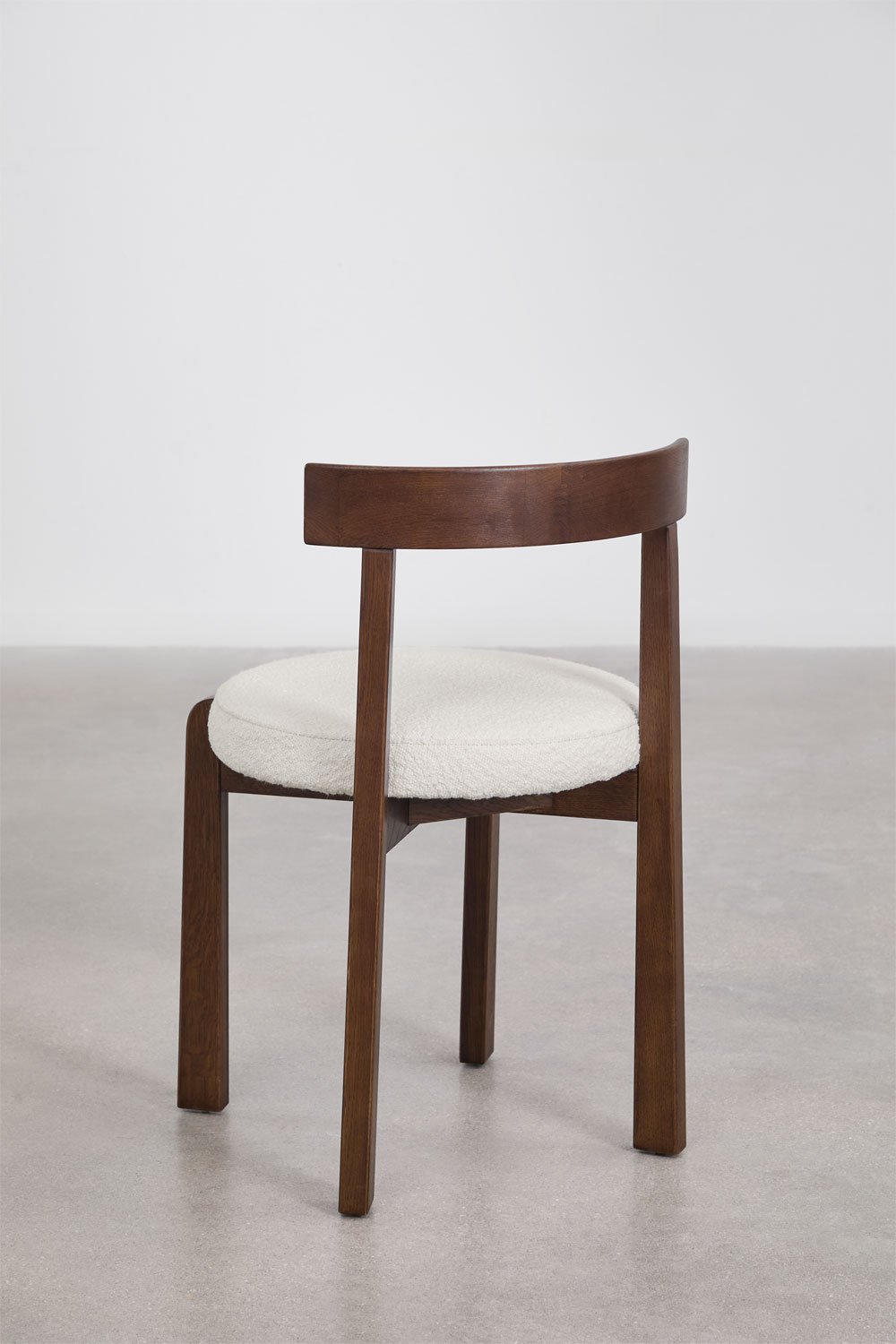 Dining chair VELUURA, dark wood frame, white bouclé