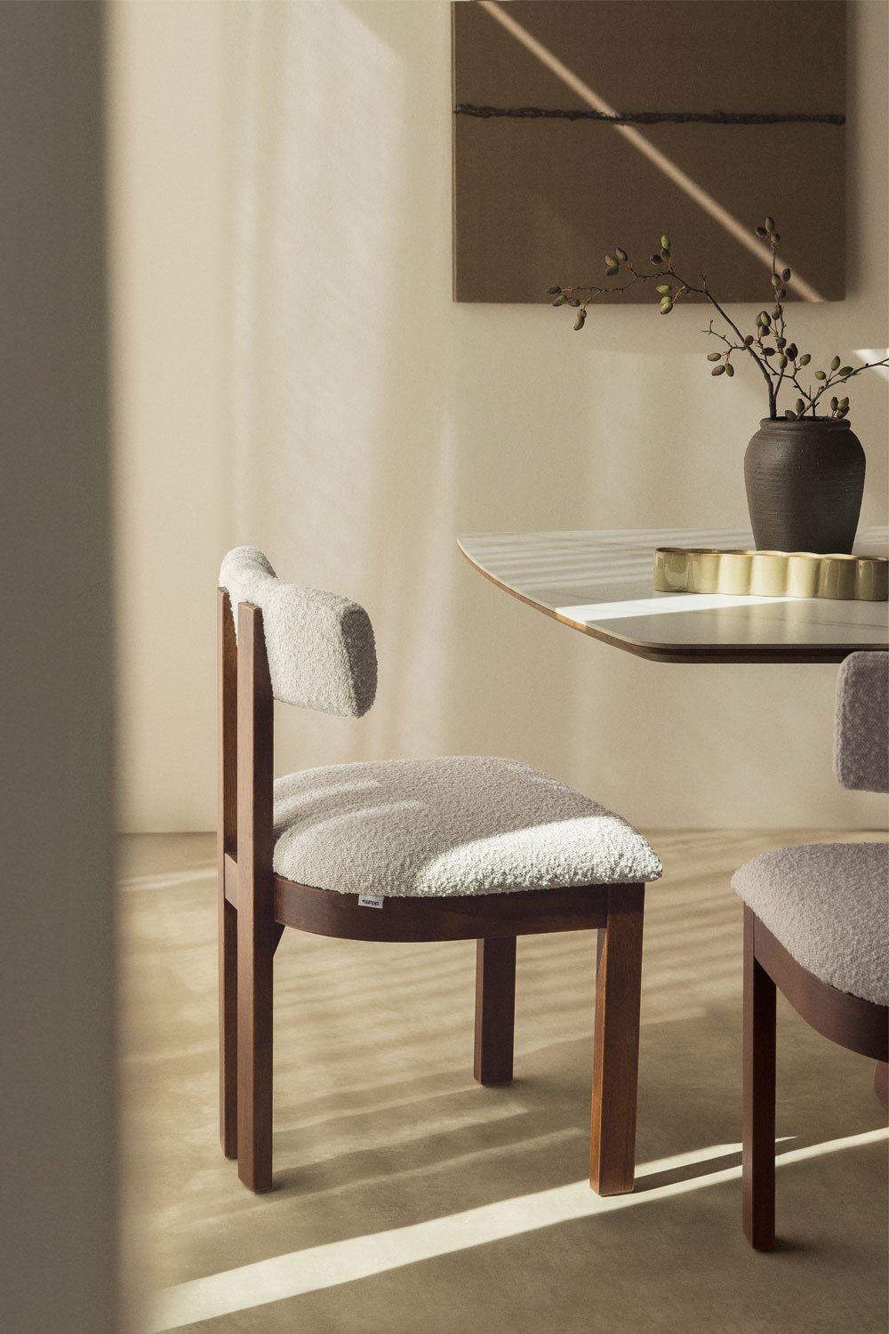 Valgomojo kėdė RENAARA bouclé audinio kėdė