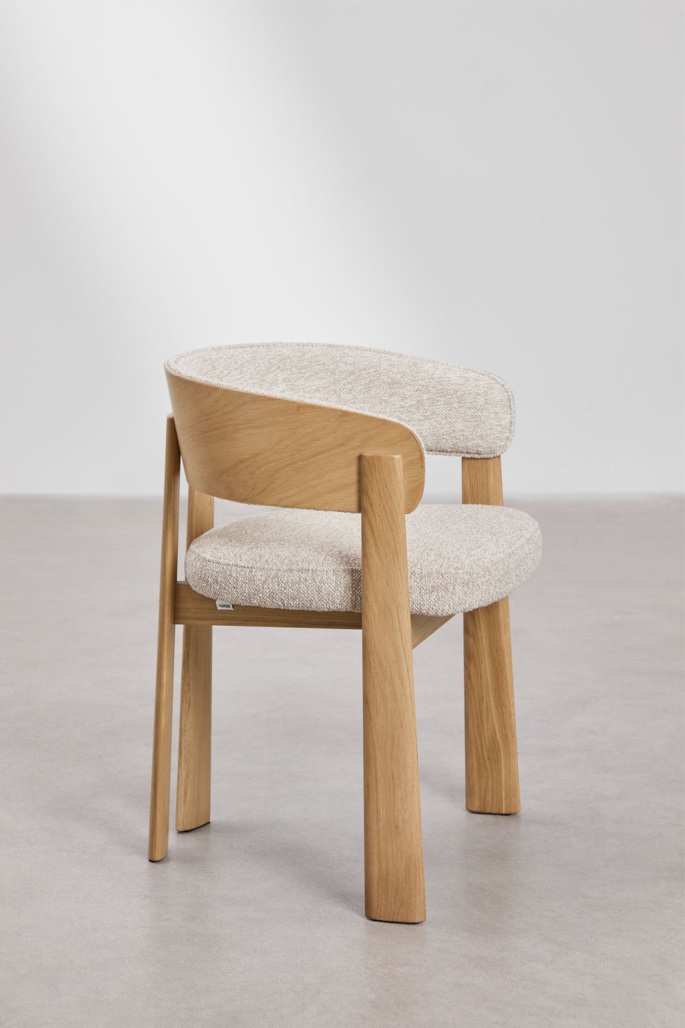 Valgomojo kėdė LUNAORO ąžuolo porankių ir rėmo tekstūros detalė