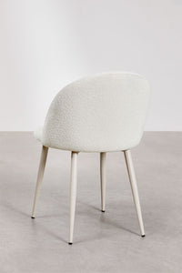 Valgomojo kėdė FARAURA DELUXE bouclé neutraliame fone