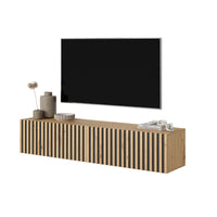 TV spintelė LORCAN, 138,6 cm, ąžuolas+juoda