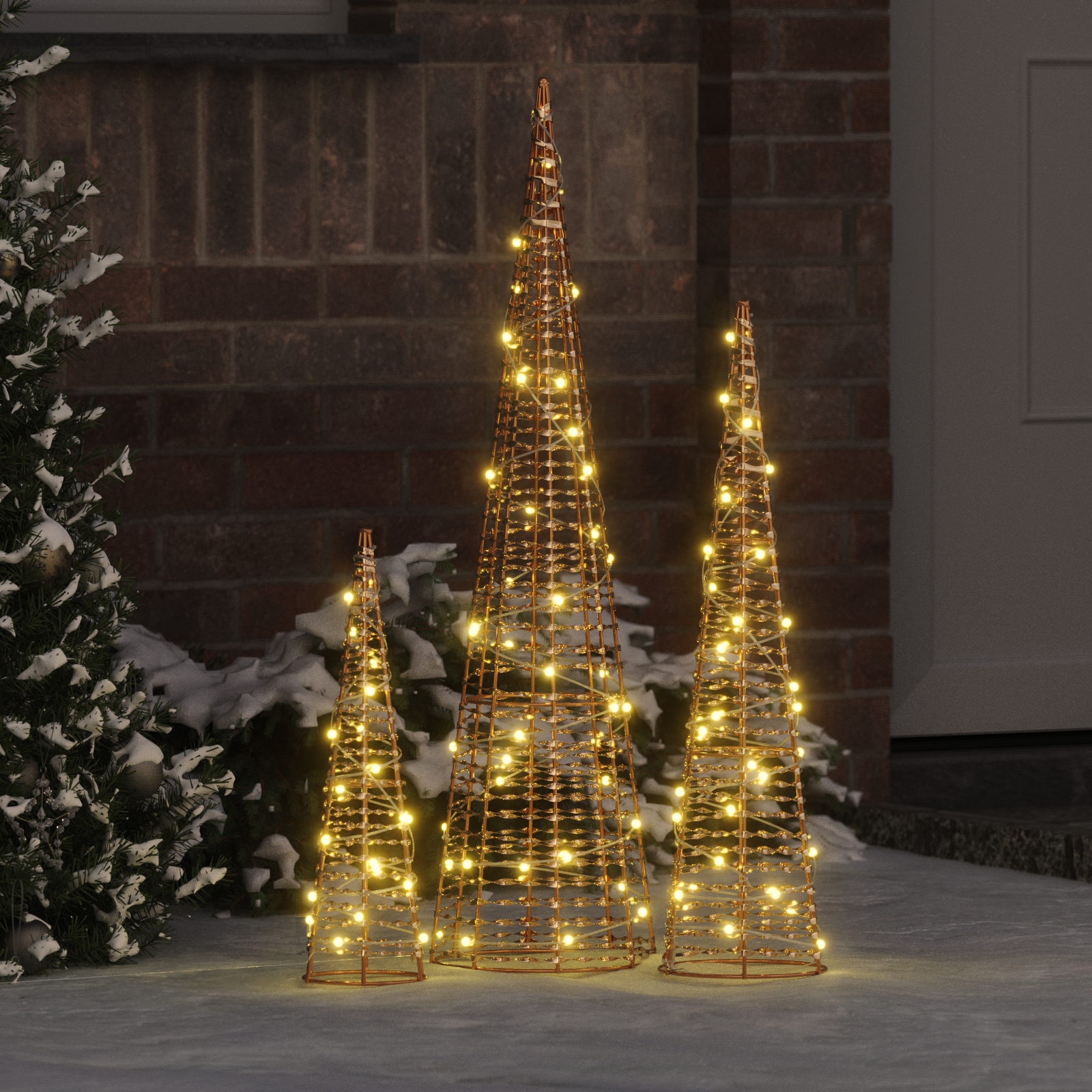 Kalėdų eglutė su 90 LED 3 pcs Šilta balta 20 x 20 x 80 cm PET