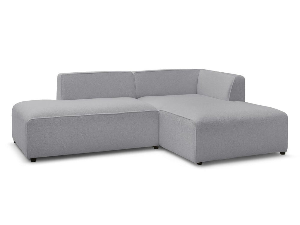 Kampinė sofa MEGEVE, bouclé, šviesiai pilka, moderniai šviesiai svetainei
