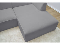 Kampinė sofa MEGEVE, bouclé, šviesiai pilka, šiuolaikiškam svetainės stiliui