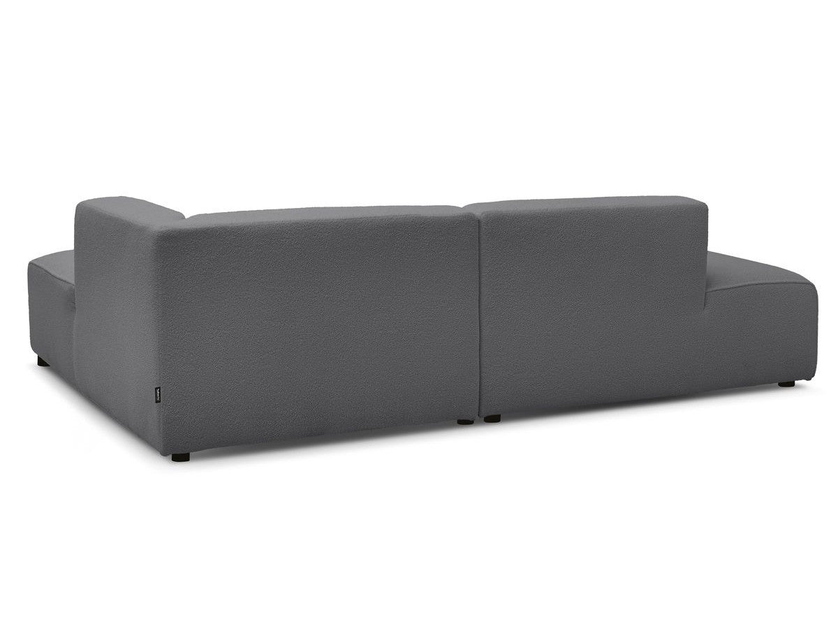 Kampinė sofa MEGEVE, bouclé, tamsiai pilka, patogiam svečių priėmimui