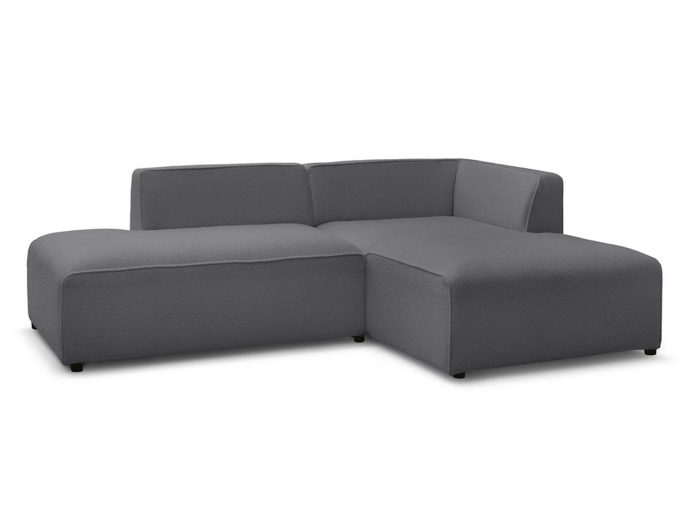 Kampinė sofa MEGEVE, bouclé, tamsiai pilka, solidžiai moderniai svetainei
