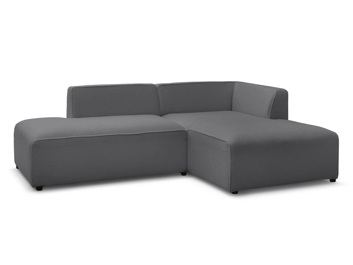 Kampinė sofa MEGEVE, bouclé, tamsiai pilka, solidžiai moderniai svetainei