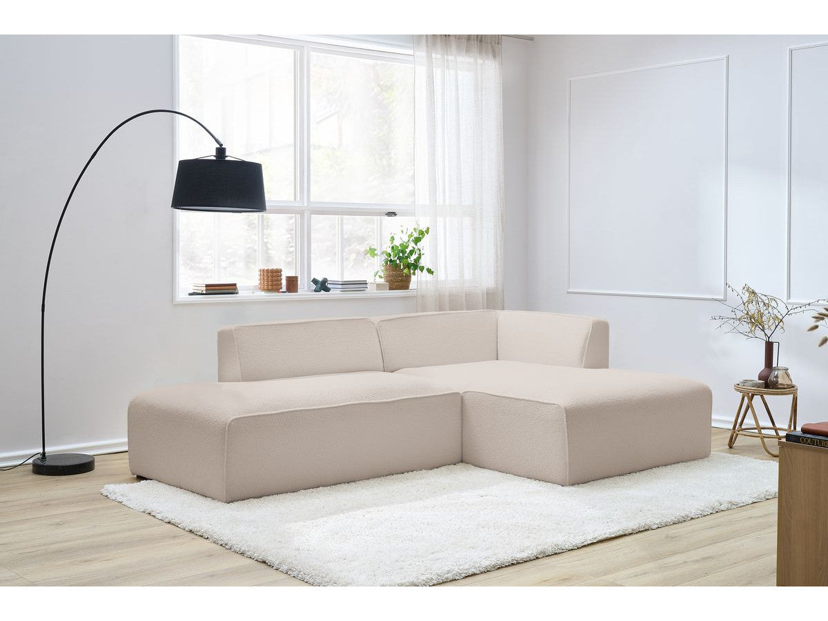 Kampinė sofa MEGEVE, bouclé, smėlinė, modulinė kompozicija pritaikoma pagal erdvę