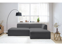 Kampinė sofa MEGEVE, bouclé, tamsiai pilka, keičiant modulių išdėstymą