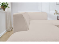 Kampinė sofa MEGEVE, bouclé, smėlinė, minimalistinis vaizdas be porankių svetainėje