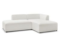 Kampinė sofa MEGEVE, bouclé, balta, šviesiai moderniai svetainei