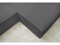Kampinė sofa MEGEVE, bouclé, tamsiai pilka, tvarkingai šiuolaikinei erdvei